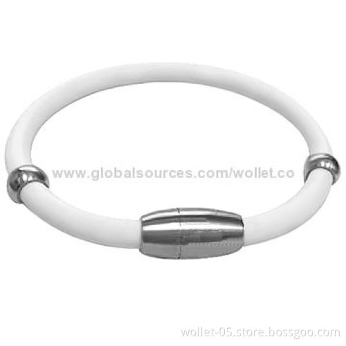 Fashion Bio Magnetic Silicone Wristband Bracelets with 316L Stainless Steel Magnetic Button